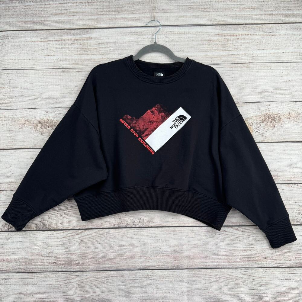 The North‎ Face Crewneck Oversized Cropped Sweatshirt Womens Small Black